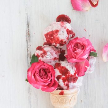 Raspberry rosewater ice cream